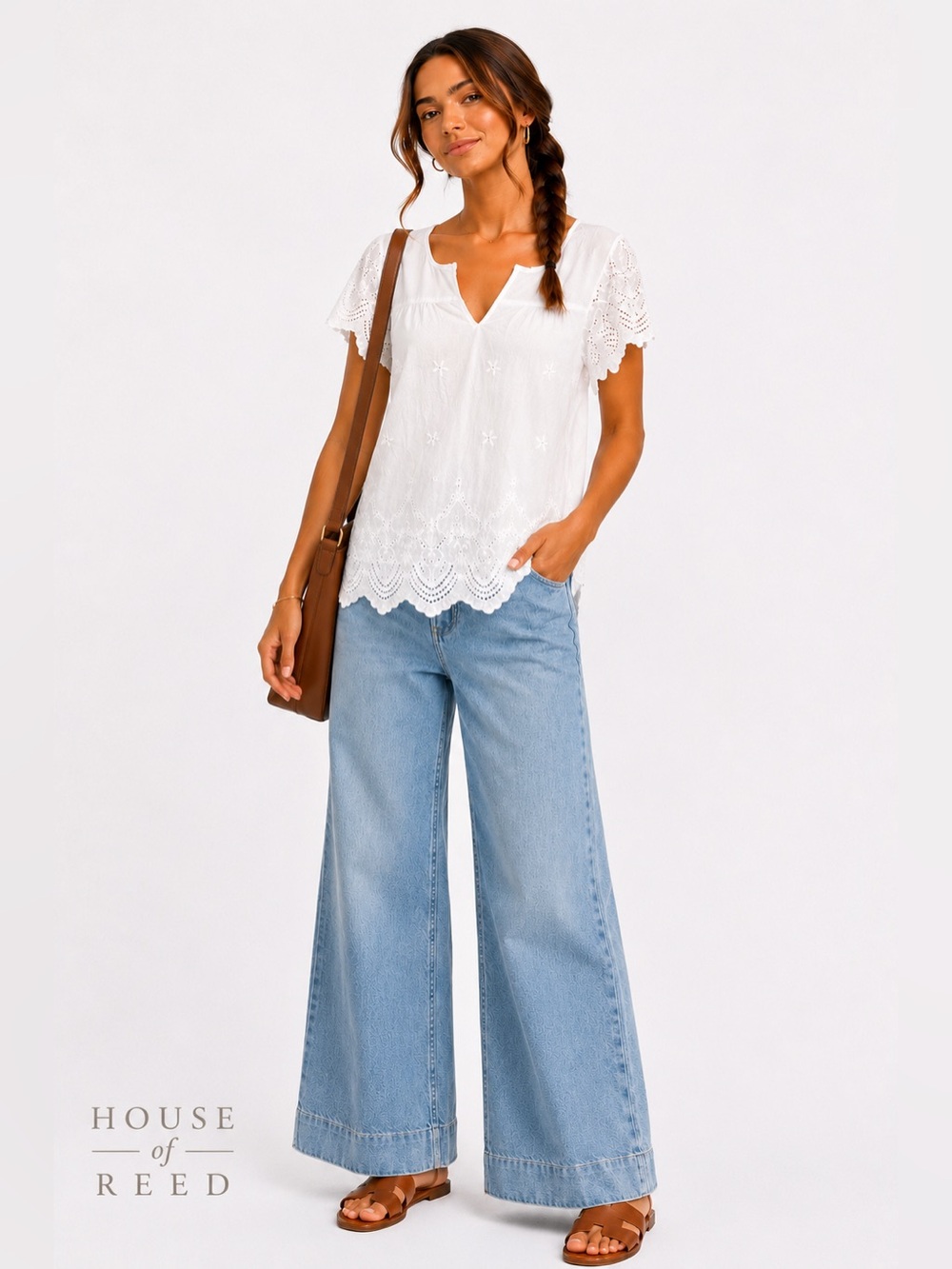 Single‎ Thread White Embroidered Eyelet Boho Blouse Medium Cottagecore Peasant